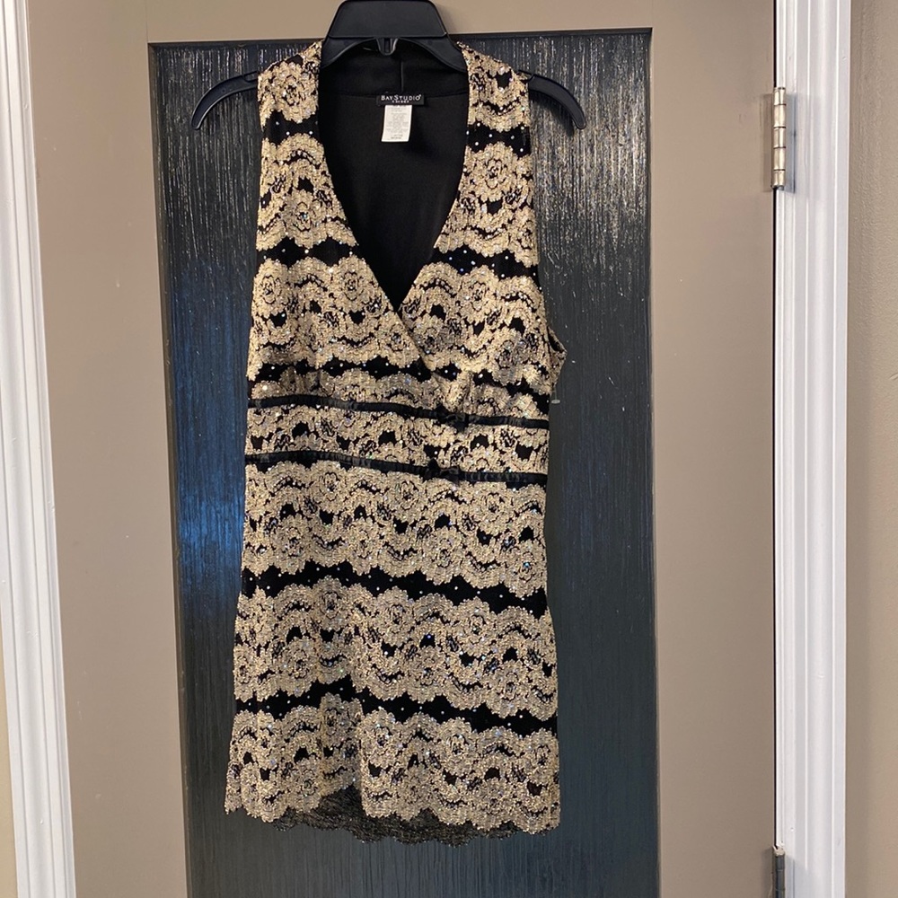 Christmas or Special occasion top w black bow accents